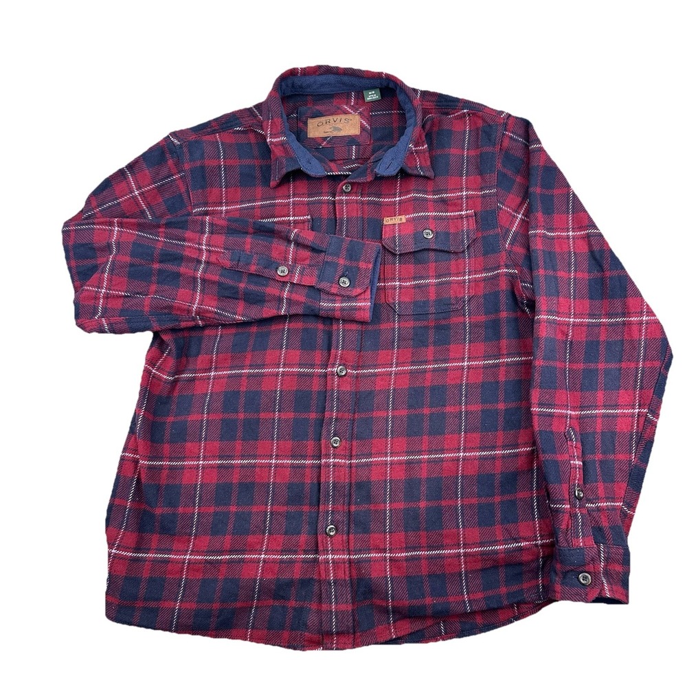 Orvis Flannel Shirt Jacket Men M Plaid Heavy Shacket Gorpcore CabinCore Outdoor